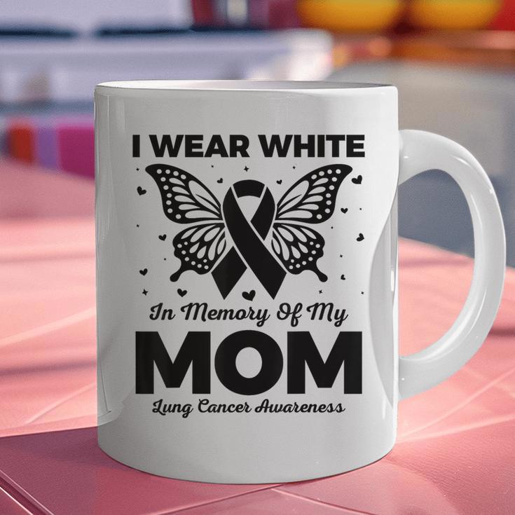 I Wear In Memory Of My Mom Butterfly Lung Cancer Graphic Print Coffee Mug