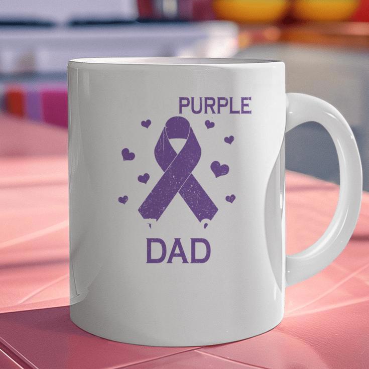 I Wear Purple In Memory Of Dad Pancreatic Cancer Awareness Graphic Print Coffee Mug