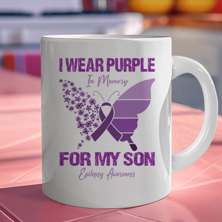 I Wear Purple In Memory For My Son Epilepsy Awareness Ribbon Graphic Print Coffee Mug
