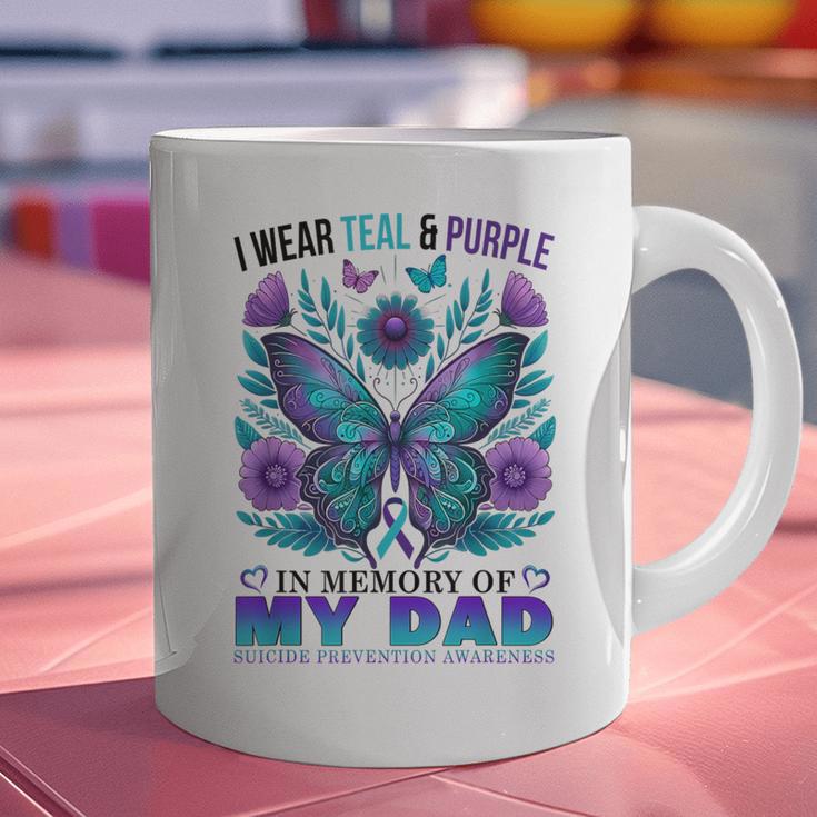 I Wear Teal Purple In Memory Of My Dad Suicide Awareness Graphic Print Coffee Mug
