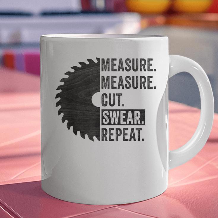 Woodworking Dad Measure Cut Swear Handyman Fathers Day Graphic Print Coffee Mug