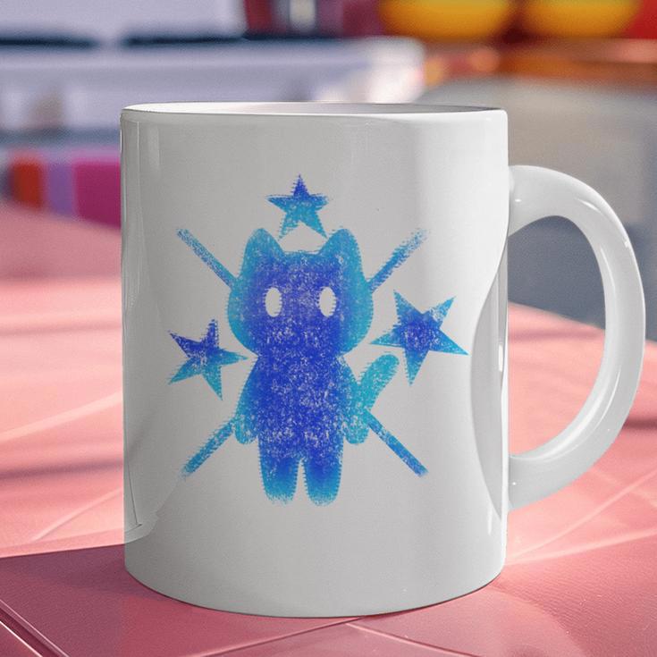 Yk2 Grunge Earthy Blue Cat With Stars Tomboy 90s Nostalgia Graphic Print Coffee Mug Yk2 Grunge Earthy Blue Cat With Stars Tomboy 90s Nostalgia Graphic Print Coffee Mug