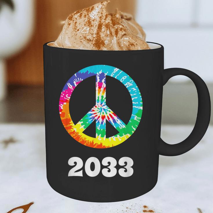 2033 Graduation Class Year Tie Dye Peace Sign Graphic Print Coffee Mug