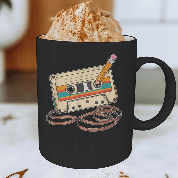 80s 90s Retro Party Costume Nostalgia Cassette Tape Pencil Graphic Print Coffee Mug