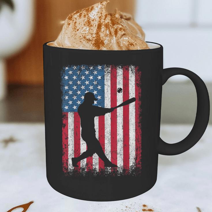 American Flag Vintage Baseball Flag Dad Mom Tee T-Shirt Graphic Print Coffee Mug