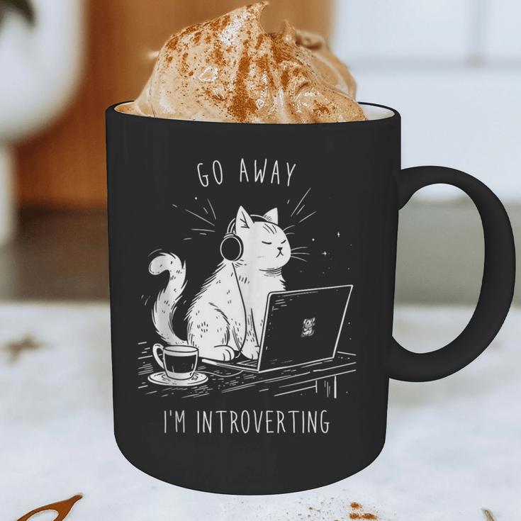 Antisocial Introvert Cat With Coffee On Computer Emo Goth Graphic Print Coffee Mug Antisocial Introvert Cat With Coffee On Computer Emo Goth Graphic Print Coffee Mug