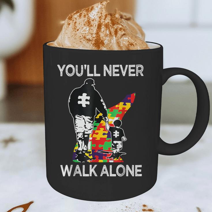 Autism Dad Support Alone Puzzle You'Ll Never Walk Graphic Print Coffee Mug