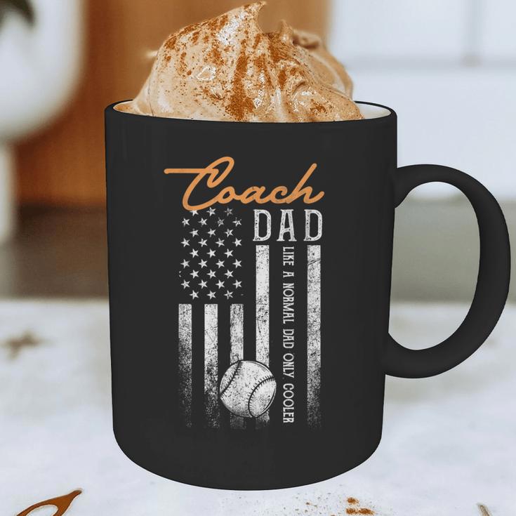 Baseball Coach Dad Like A Normal Dad Only Cooler USA Flag Graphic Print Coffee Mug
