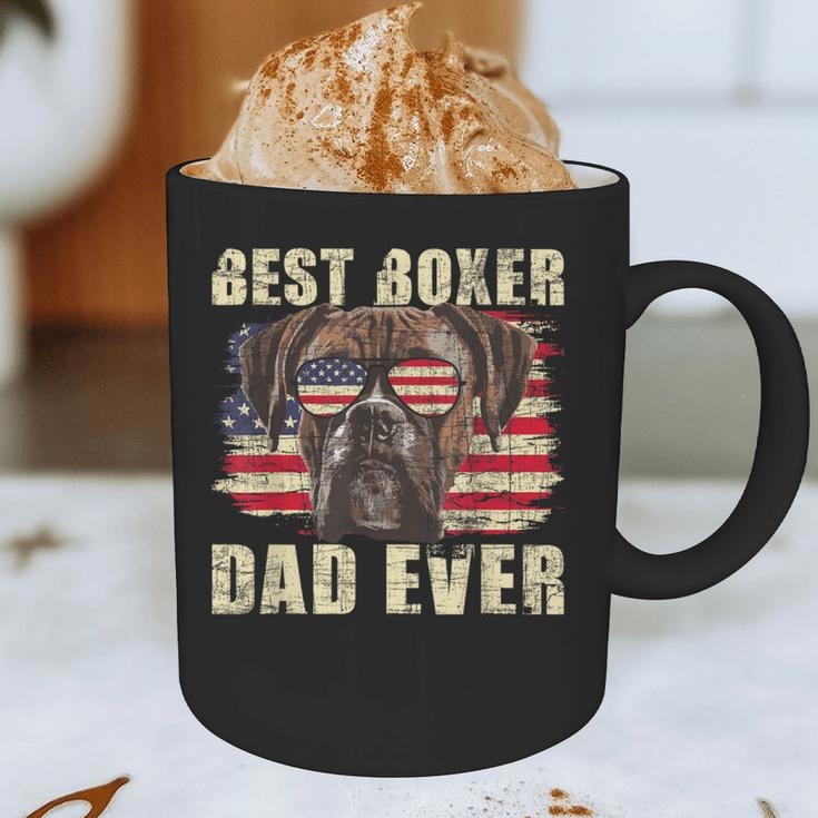 Best Boxer Dad Ever USA Flag American Dog Animal Lover Graphic Print Coffee Mug