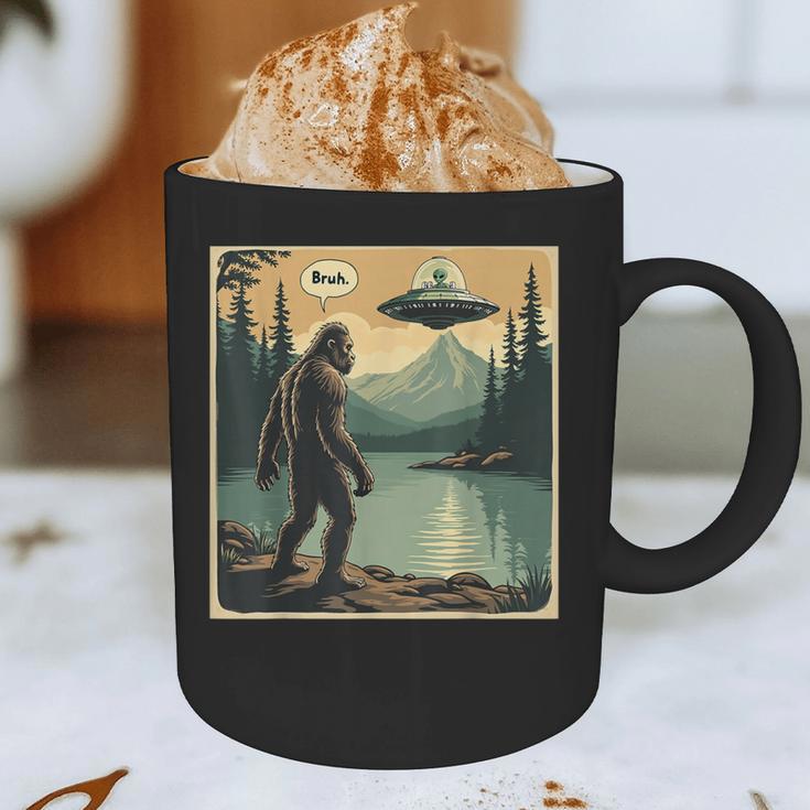 Bigfoot Sasquatch Alien Spaceship UFO Introvert Bruh Graphic Print Coffee Mug Bigfoot Sasquatch Alien Spaceship UFO Introvert Bruh Graphic Print Coffee Mug