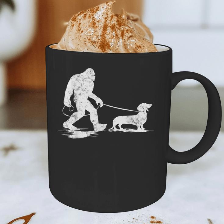 Bigfoot Walking Dachshund Tee Wiener Dog Dad Graphic Print Coffee Mug