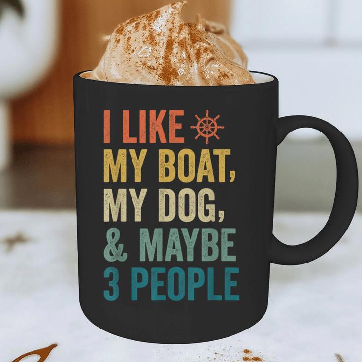 I Like My Boat Dog And Maybe 3 People Retro Sailor Dad Graphic Print Coffee Mug