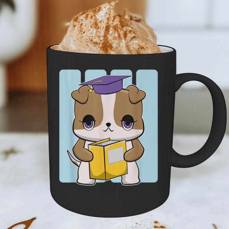 Bulldog Anime Pup Graduation Graphic Print Coffee Mug