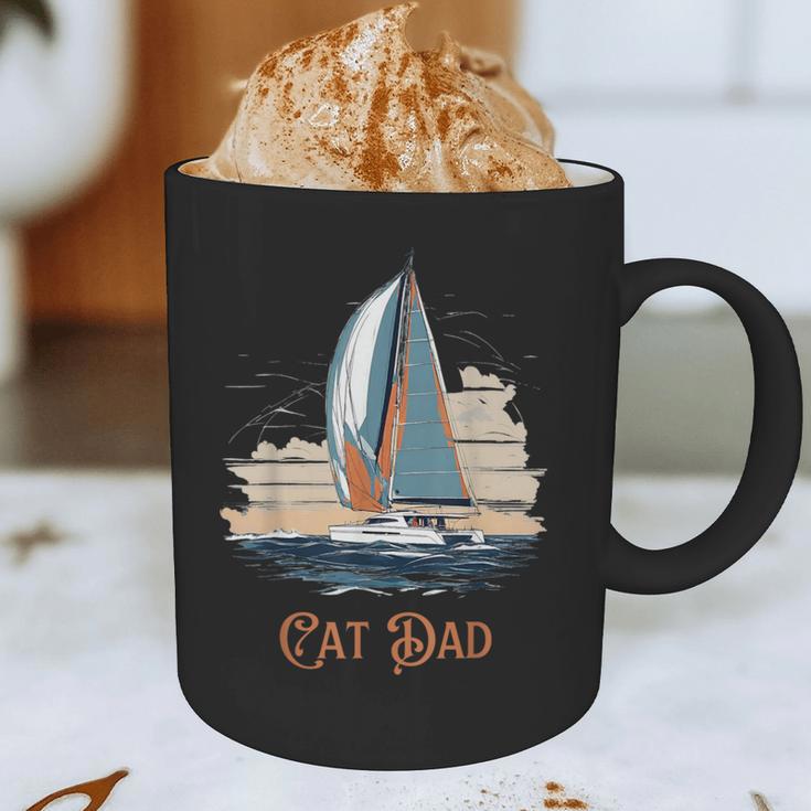 Cat Dad Vintage Catamaran Sailing Graphic Print Coffee Mug