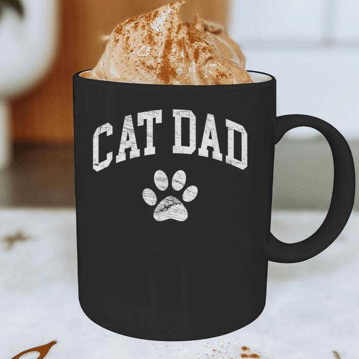Cat Dad Vintage Distressed Cat Paw Graphic Print Coffee Mug