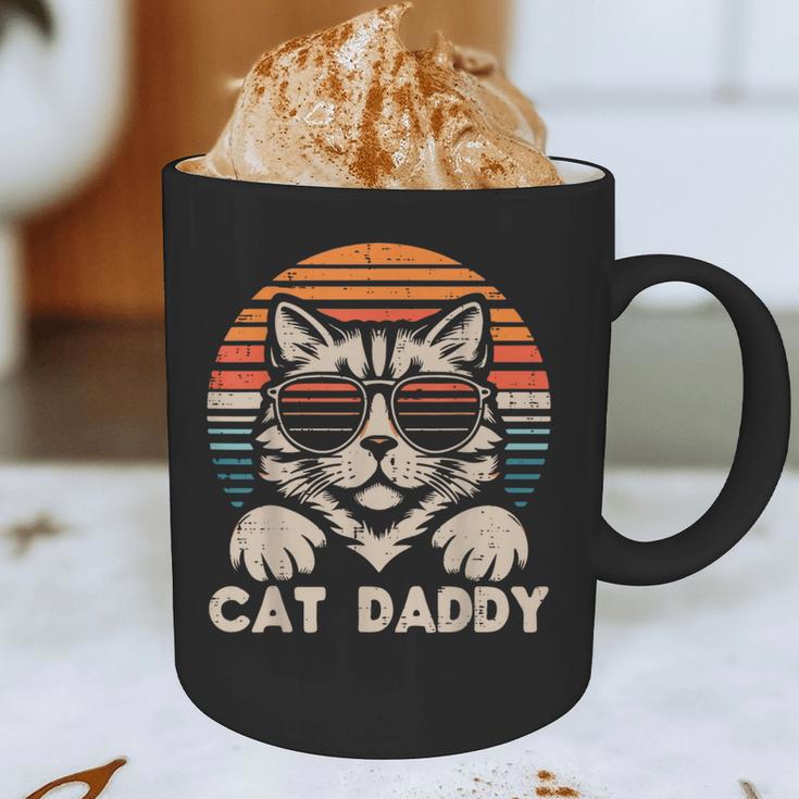 Cat Daddy Sunglasses Sunset Retro Fur Dad Papa Kitten Men Graphic Print Coffee Mug