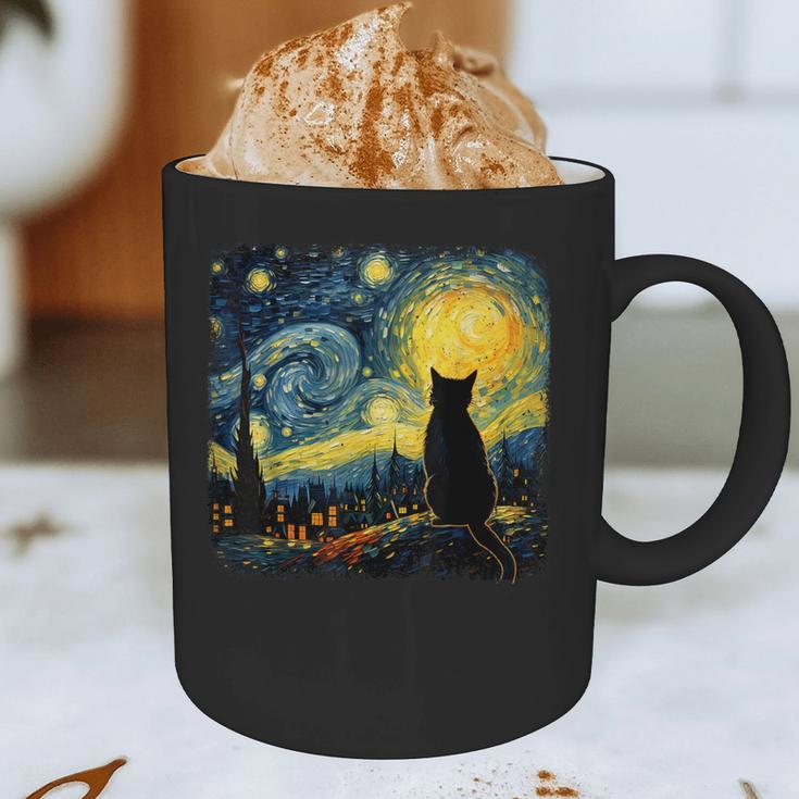Cat Starry Night Van Gogh Cat For Cat Lover Cat Mom Cat Dad Graphic Print Coffee Mug