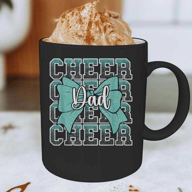 Cheer Dad Daddy Bow Sport Cheerleader Cheerleading Teal Blue Graphic Print Coffee Mug