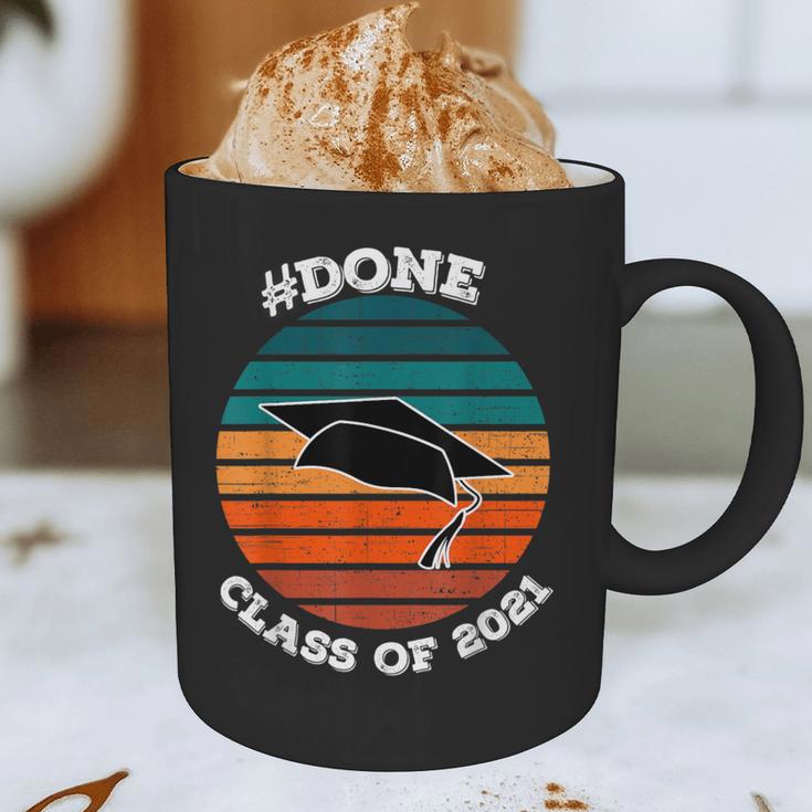 Class Of 2021 Done Senior Graduation Retro Sunset Graphic Print Coffee Mug
