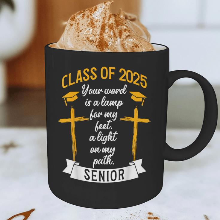 Class Of 2025 Senior Graduation Cross Quote Faith In God Graphic Print Coffee Mug