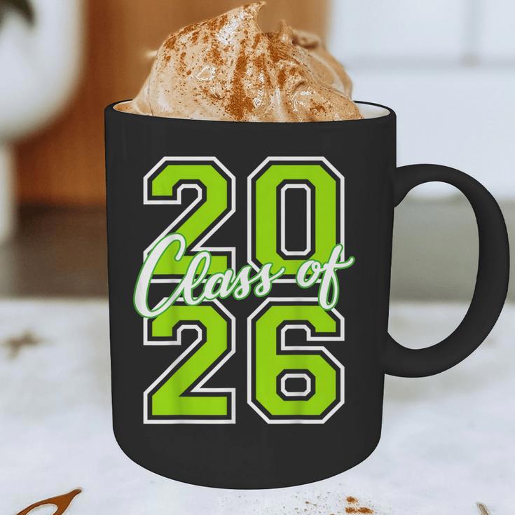 Class Of 2026 Graduation Varsity Lime Green Letters Graphic Print Coffee Mug
