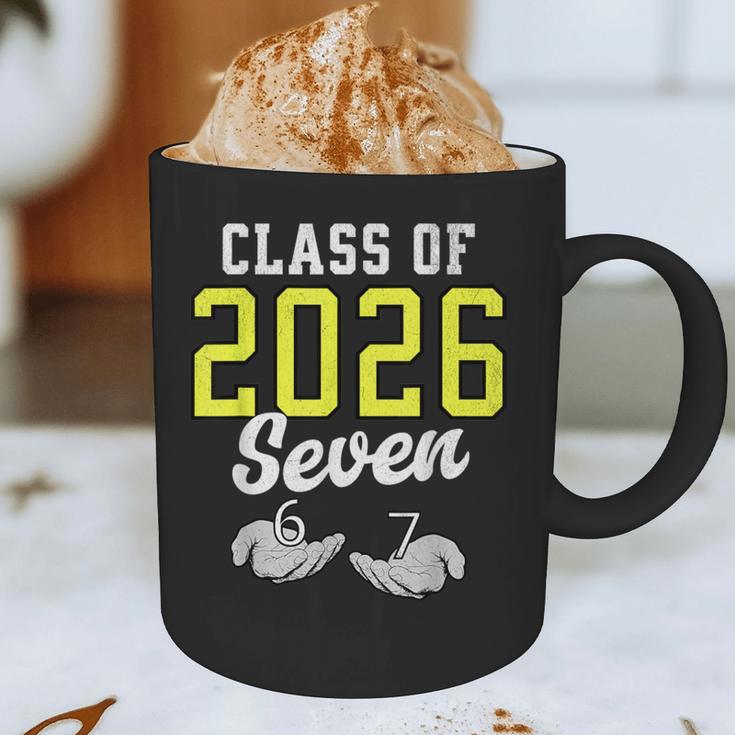 Class Of 2026 Six Seven Senior Yellow Graduation 6 7 Graphic Print Coffee Mug