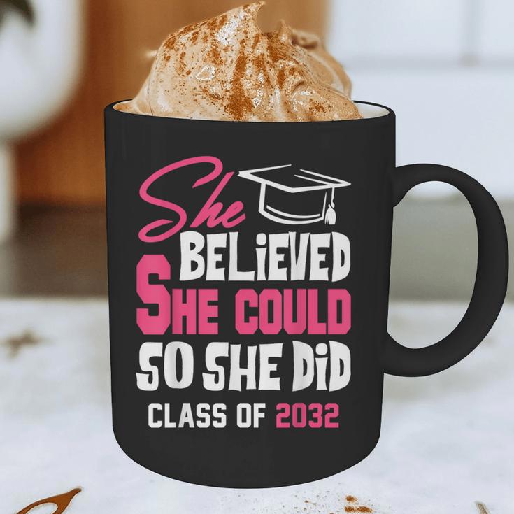 Class Of 2032 She Believed She Could Kids Graduation T-Shirt Graphic Print Coffee Mug