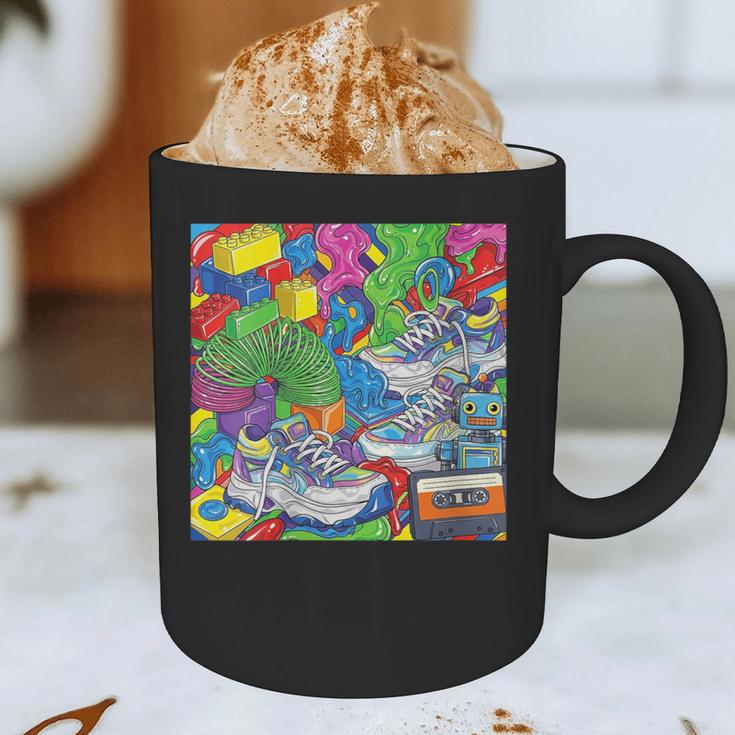 Colorful Kidcore 90s Nostalgia Meme Sneakers Robot Toy Slime Graphic Print Coffee Mug