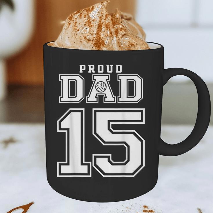 Custom Proud Volleyball Dad Number 15 Personalized For Men Graphic Print Coffee Mug