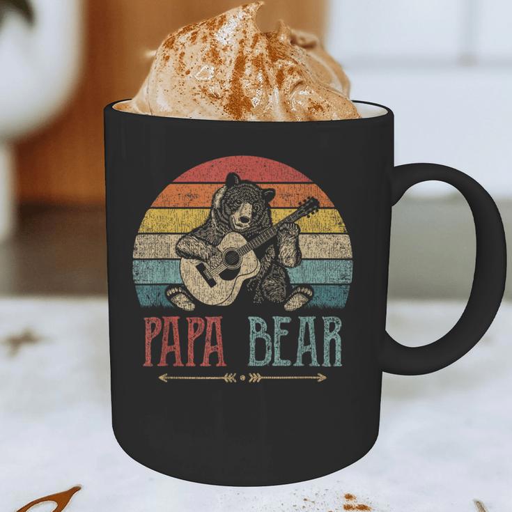 Cute Papa Bear Vintage Father's Day Retro Dad Guitar Graphic Print Coffee Mug