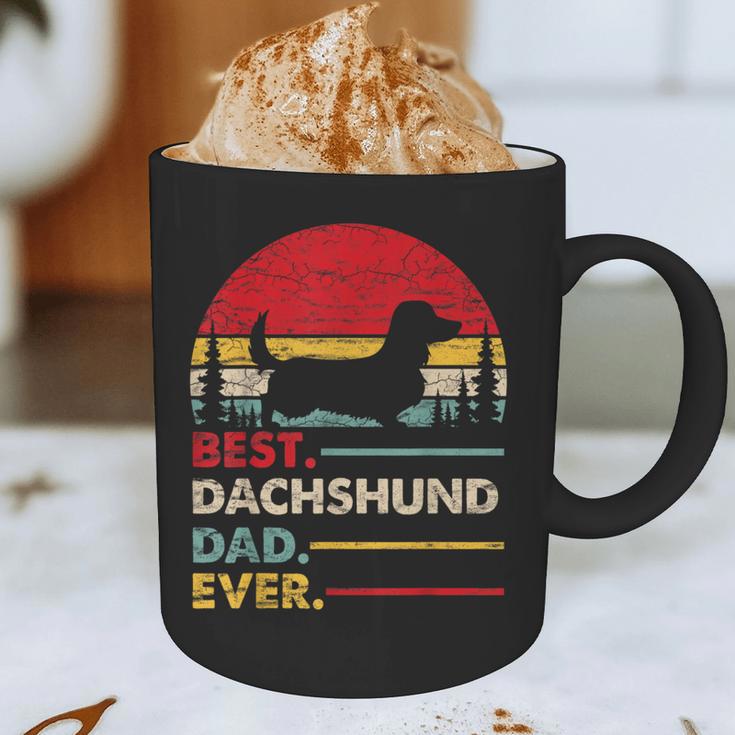 Dachshund Long Haired Best Dad Ever Dog Vintage Retro Graphic Print Coffee Mug