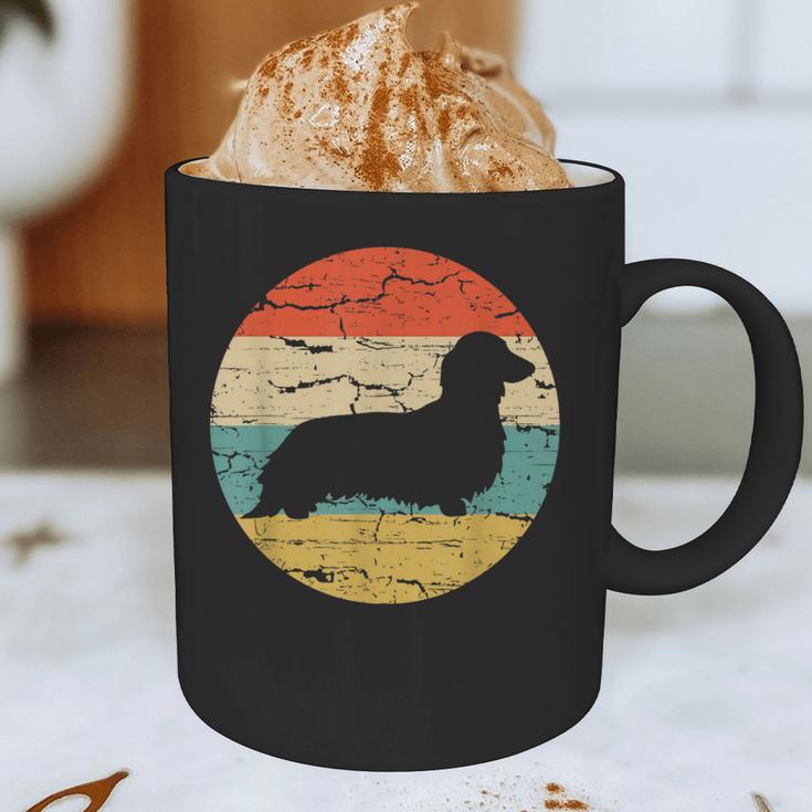 Dachshund Long Haired Dog Vintage Mom Dad Retro Graphic Print Coffee Mug