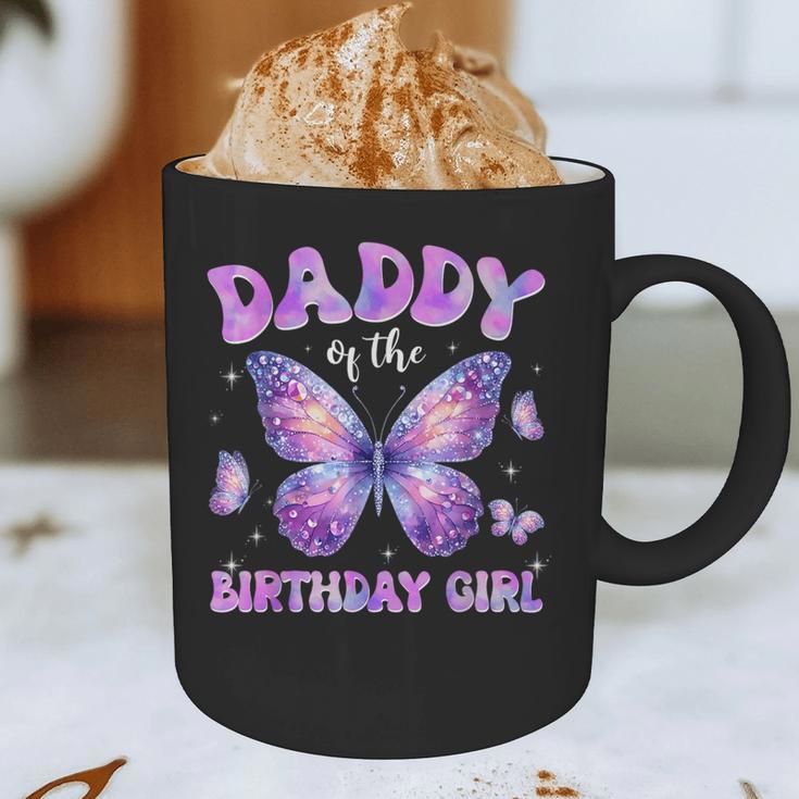 Dad Of The Birthday Girl Tie Dye Butterfly Birthday Family Graphic Print Coffee Mug