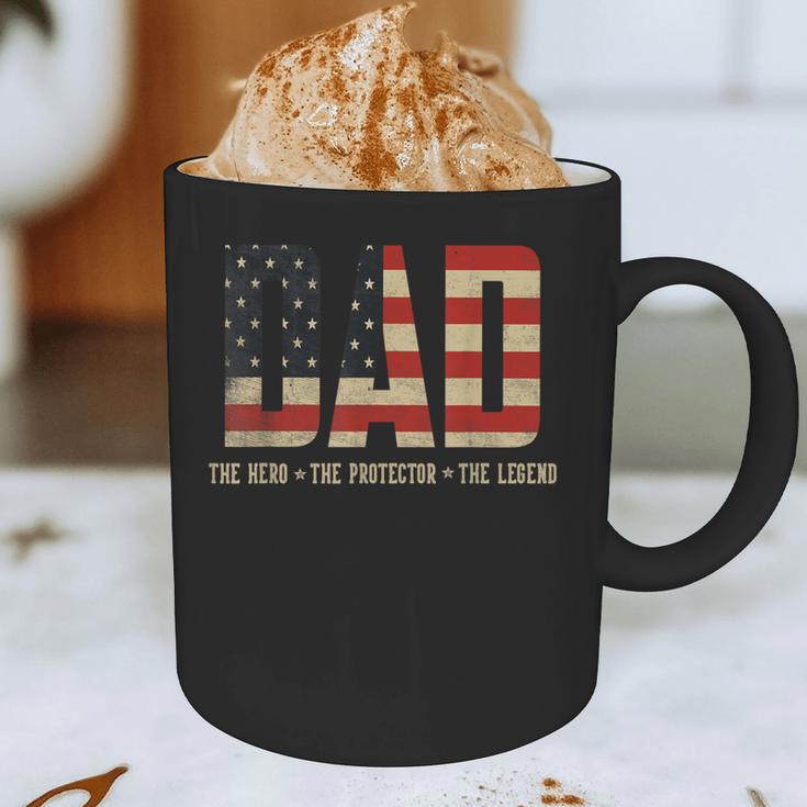Dad Protector Hero Legend USA Flag Dad Father's Day Graphic Print Coffee Mug