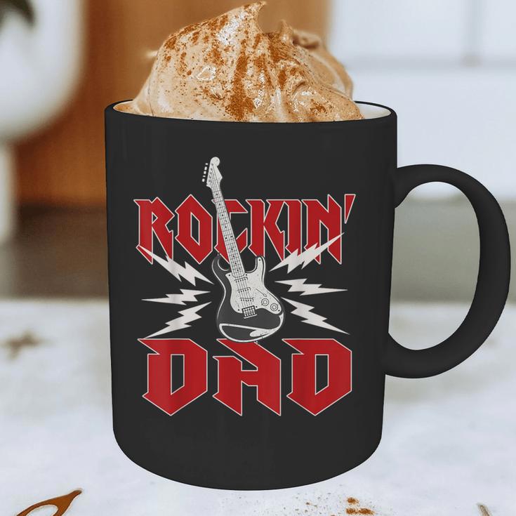Dad Rockin One Birthday Family Matching Rock Guitar Graphic Print Coffee Mug