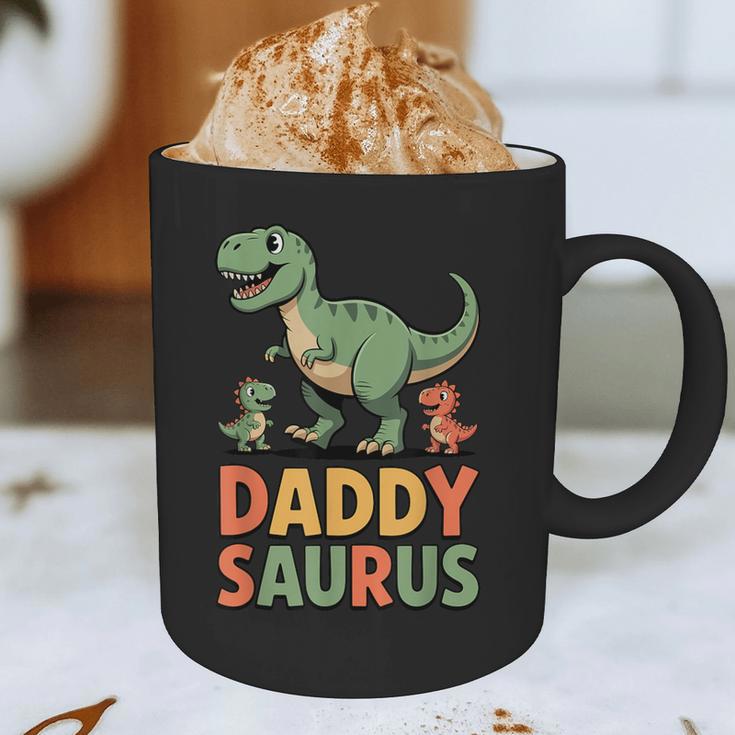 Daddy Saurus Dinosaur Dad Of Two Kids Dino Family Graphic Print Coffee Mug