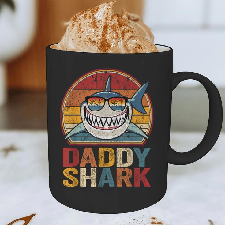 Daddy Shark Retro Shark Shirt Pajamas For Dad Dad Graphic Print Coffee Mug