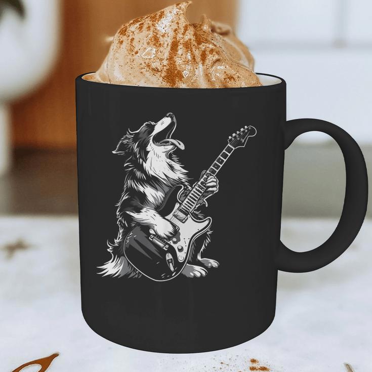 Dog Guitarist Guitar Australian Shepherd Dad Mom Graphic Print Coffee Mug