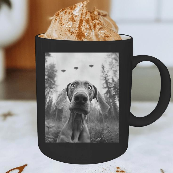 Dog Mom Dad Alien Selfie Weimaraner UFO For Men Women Graphic Print Coffee Mug