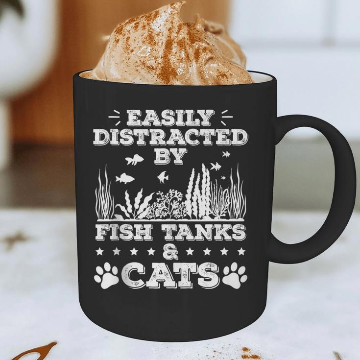 Easily Distracted By Fish Tanks And Cats Lover Introvert Graphic Print Coffee Mug Easily Distracted By Fish Tanks And Cats Lover Introvert Graphic Print Coffee Mug