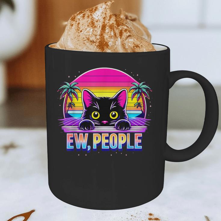 Ew Cat Misanthrope Introvert Synthwave 80s Graphic Print Coffee Mug Ew Cat Misanthrope Introvert Synthwave 80s Graphic Print Coffee Mug
