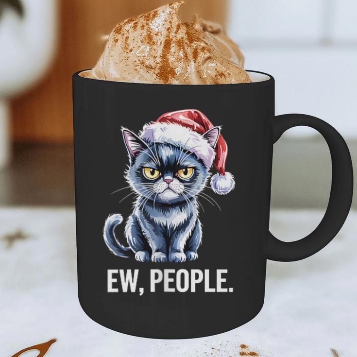 Ew People Christmas Cat Santa Hat Dad Introvert Graphic Print Coffee Mug Ew People Christmas Cat Santa Hat Dad Introvert Graphic Print Coffee Mug