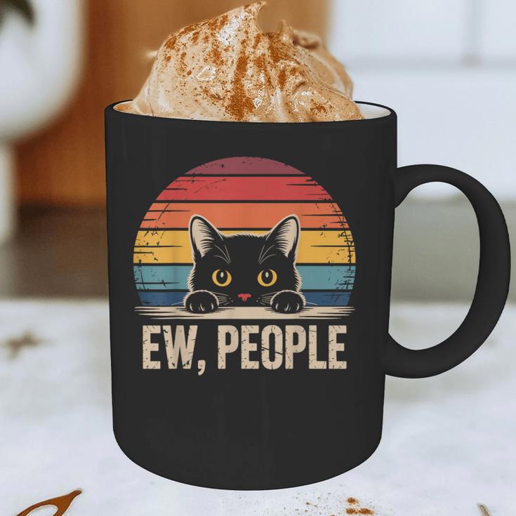 Ew People Retro Vintage Anti Social Cat Introvert Graphic Print Coffee Mug