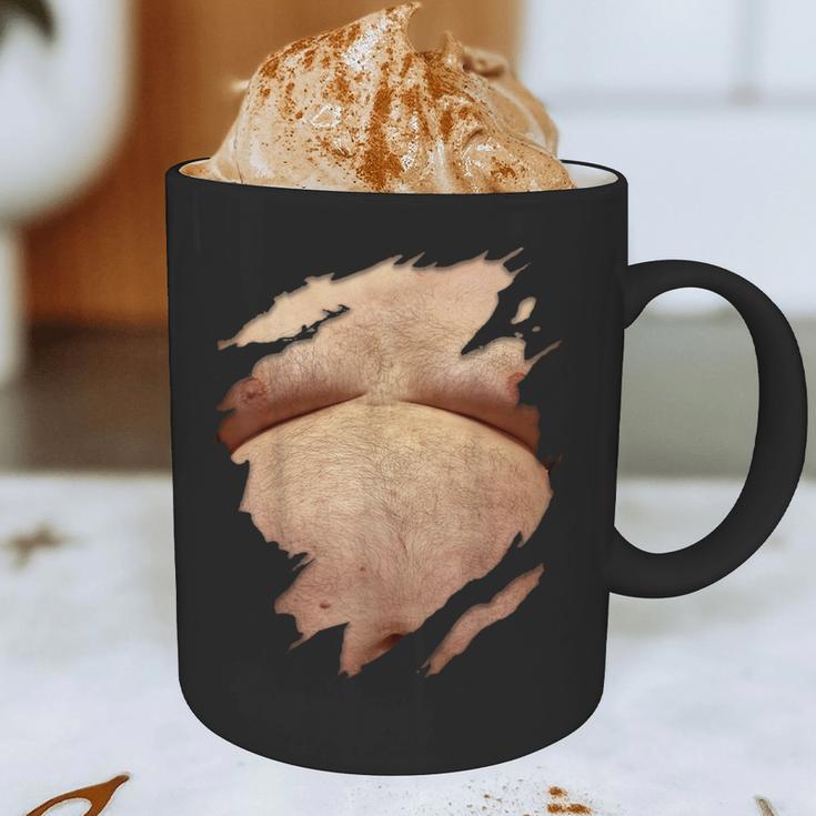 Fat Hairy Guy Big Stomach & Man Boobs Fat Dad BOD Graphic Print Coffee Mug