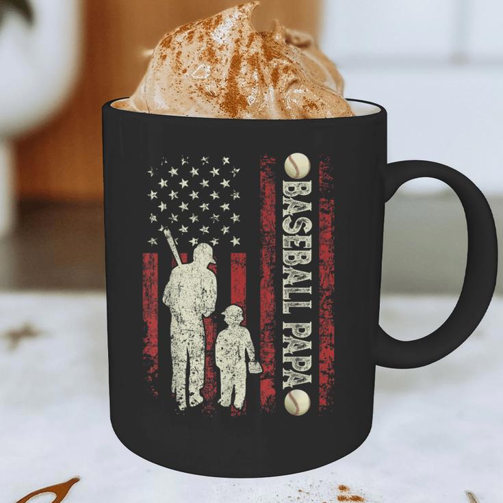 Father's Day Baseball Papa USA Flag Dad Men Baseball Graphic Print Coffee Mug