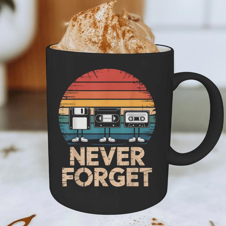 Floppy VHS Cassette Never Forget Retro 80s 90s Nostalgia Graphic Print Coffee Mug