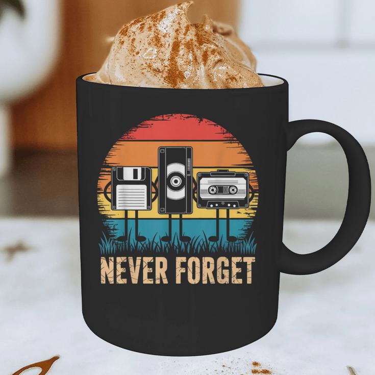 Never Forget Retro 80s 90s Floppy VHS Cassette Nostalgia Graphic Print Coffee Mug