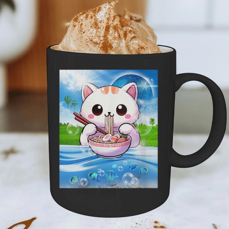 Frutiger Aero Aesthetic Tech Kawaii Ramen Cat Fishes Graphic Print Coffee Mug