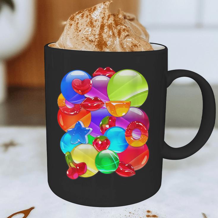 Frutiger Aero Aesthetic Tech Orb Pattern Heart Cherry Lips Graphic Print Coffee Mug