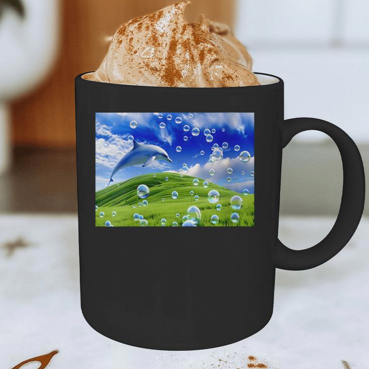 Frutiger Aero Dolphin Meadow Aesthetic Y2k 2000s Ironic Graphic Print Coffee Mug Frutiger Aero Dolphin Meadow Aesthetic Y2k 2000s Ironic Graphic Print Coffee Mug